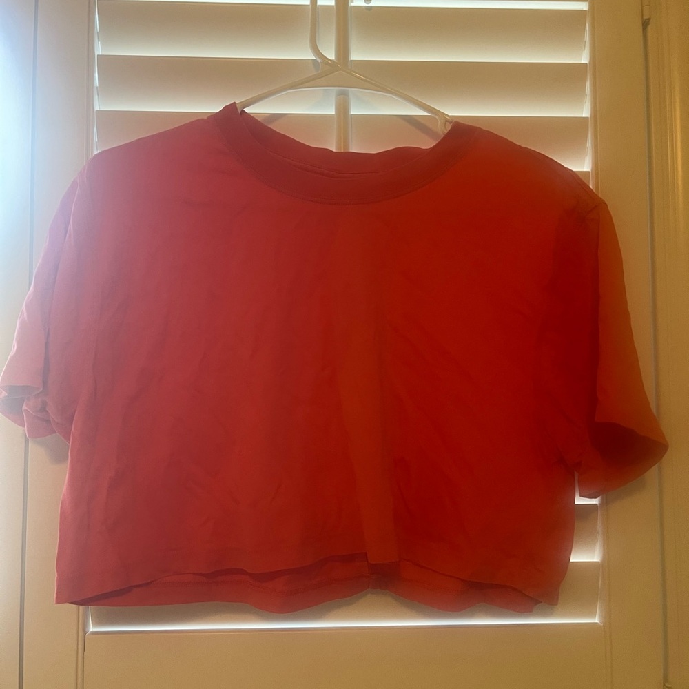 LULULEMON cropped all yours tee size 4 pinkish red